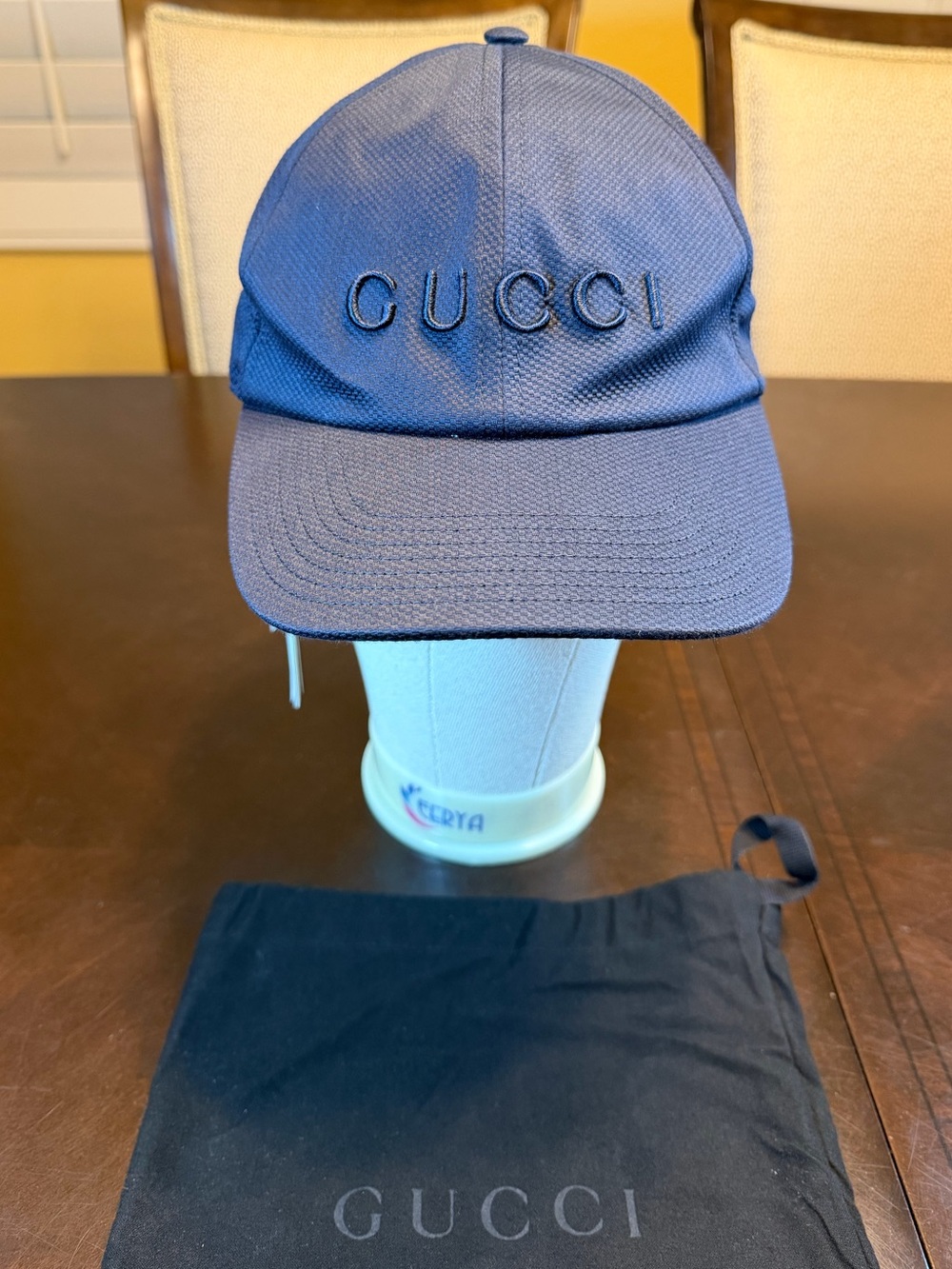 New Gucci Logo Navy Baseball Hat Size L